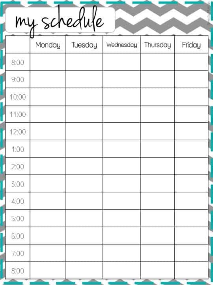 Free Printable Template Schedule
