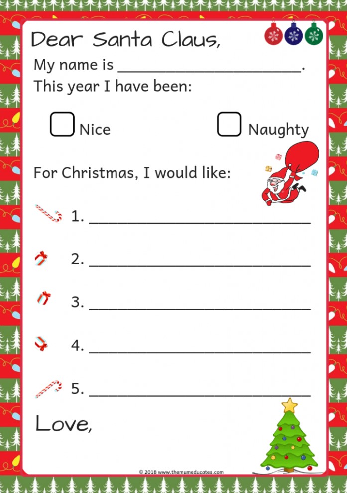 Printable Letter to Santa Free