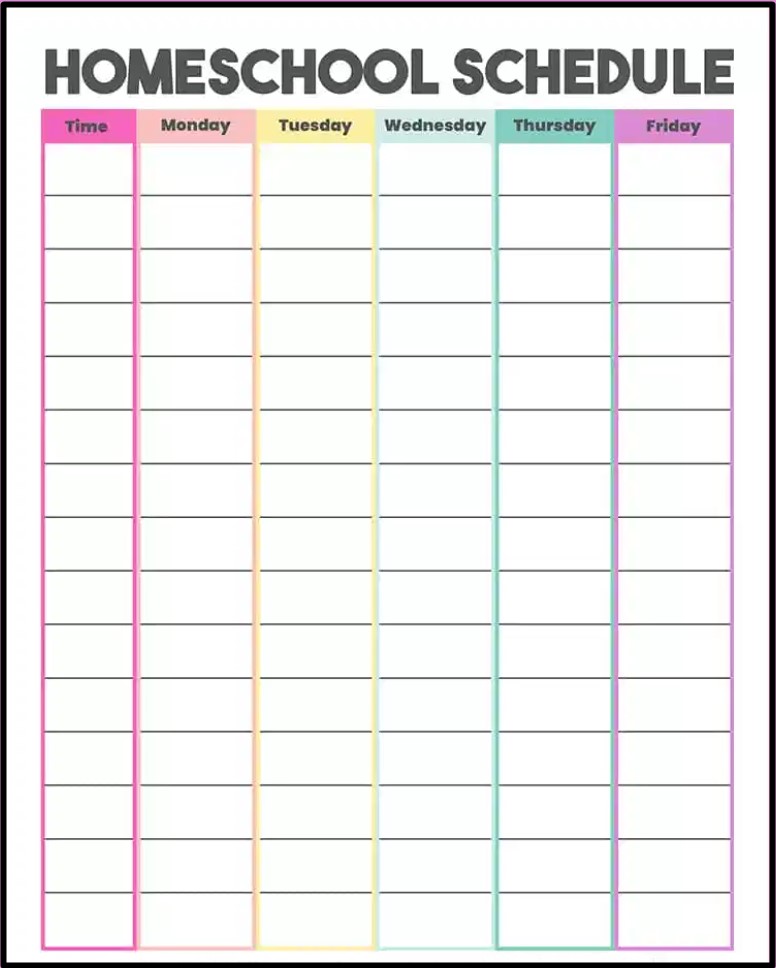 Printable Template Schedule Free