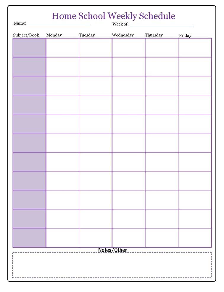 Printable Template Schedule