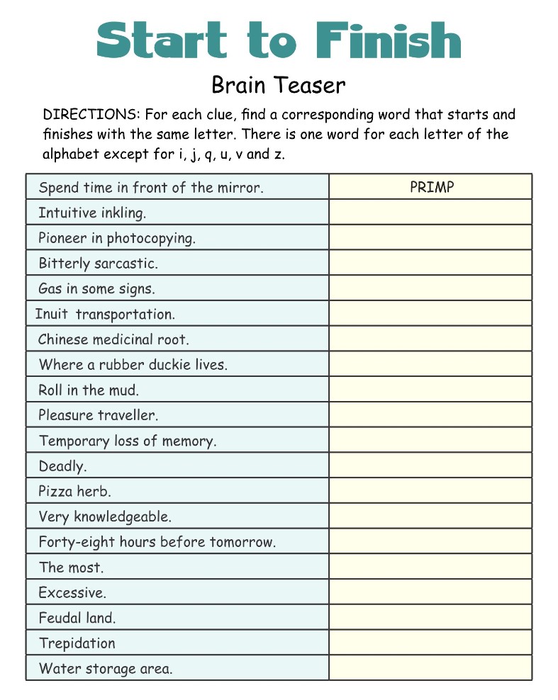 Free Printable Sheets for Adults