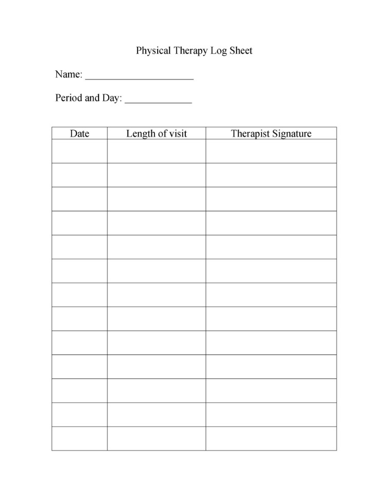 Printable Log Sheet Template