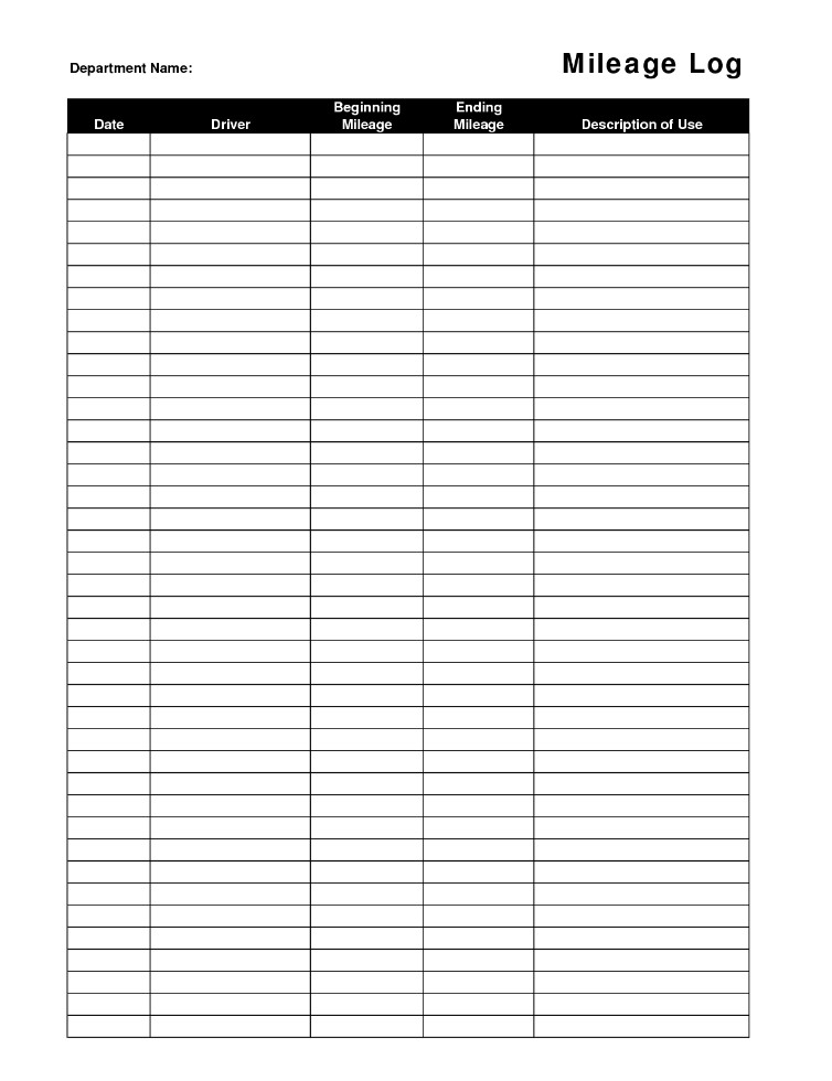 Free Printable Mileage Log Sheet