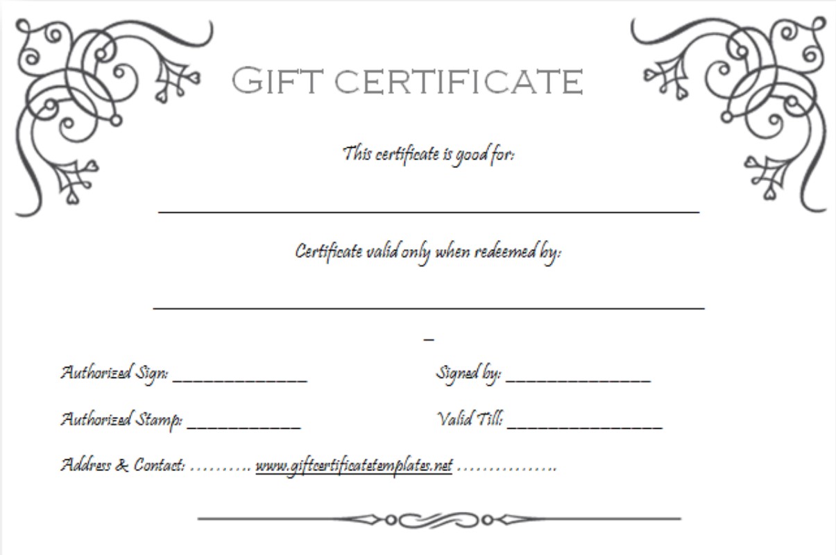 Printable Gift Certificates Free Template