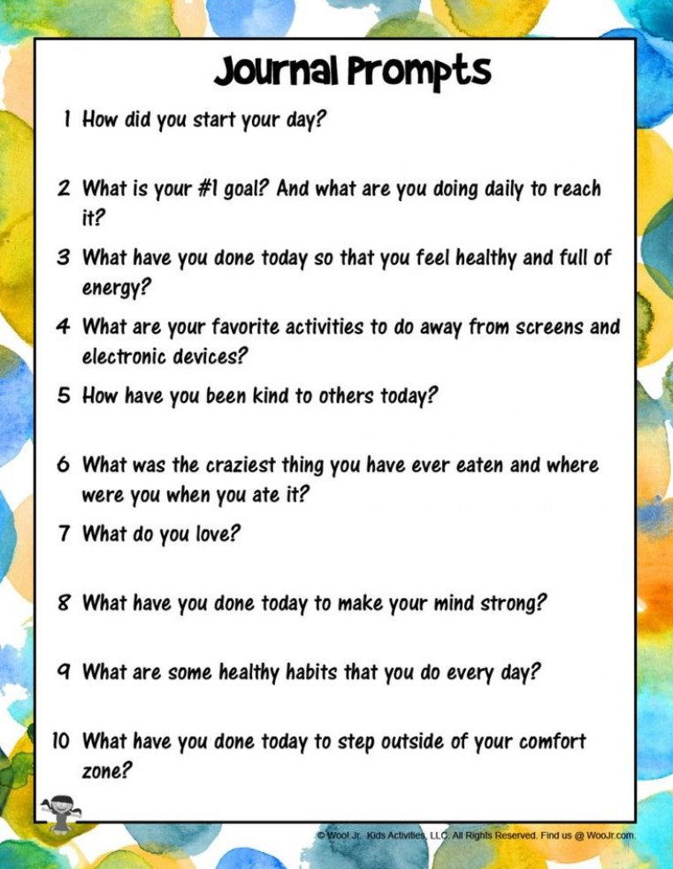 Printable Journal Prompts for Kids