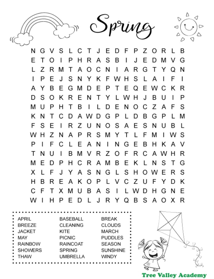 Printable Kids Word Search Free