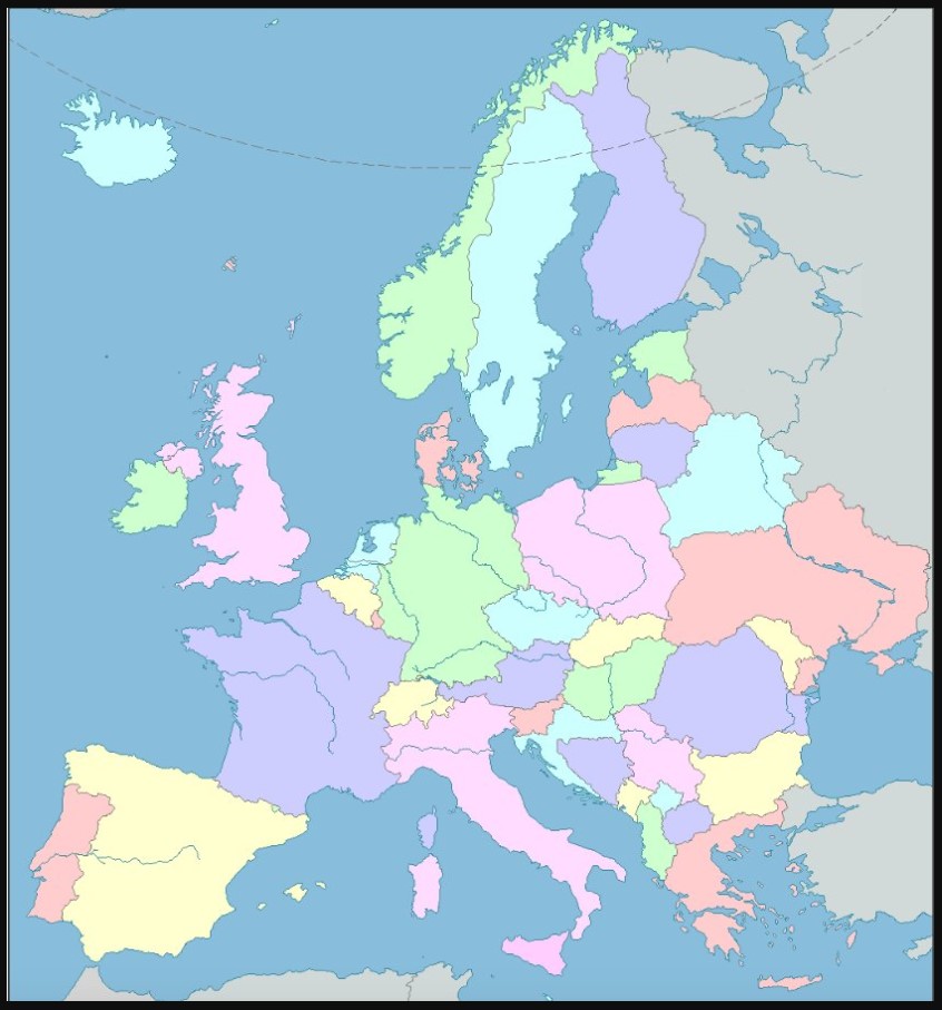 Printable Map of Europe Free