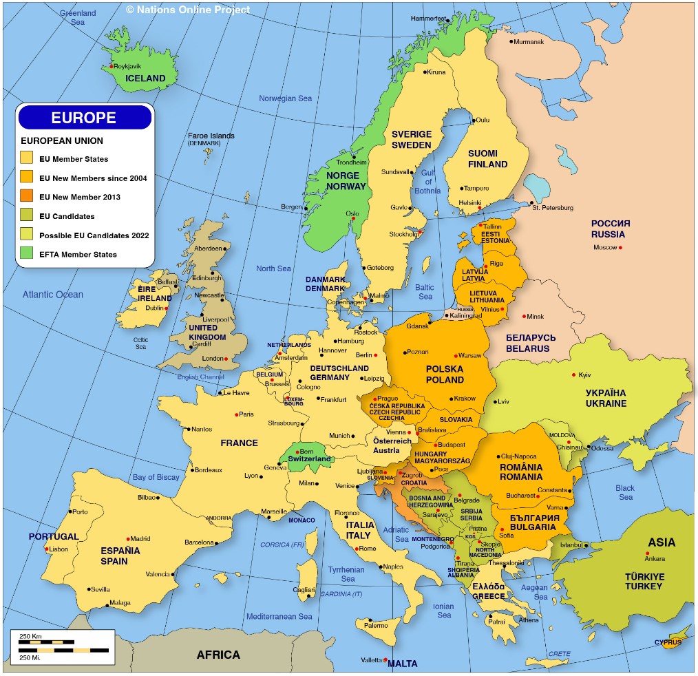 Printable Map of Europe
