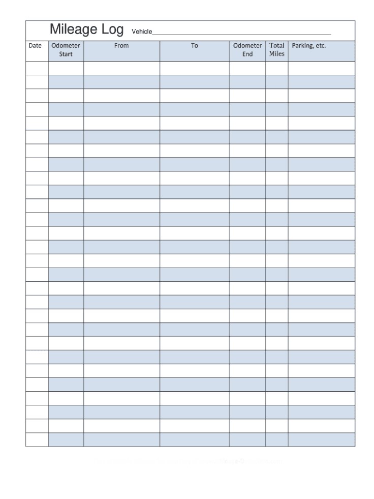 Printable Mileage Log Sheet
