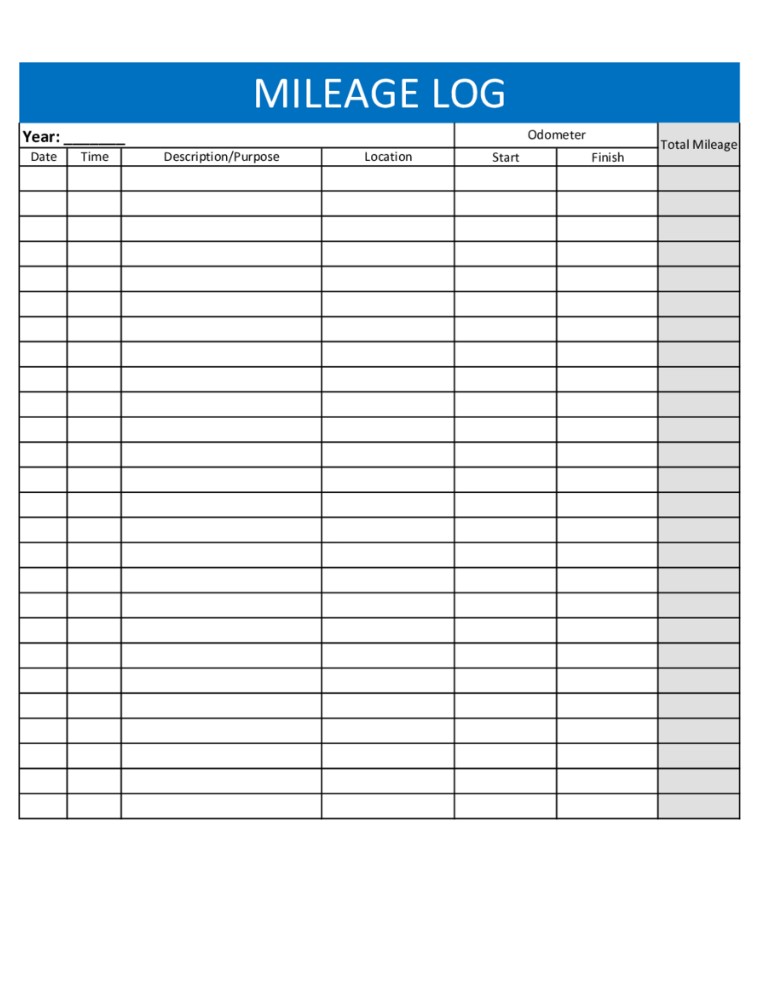 Printable Mileage Log Sheet Free