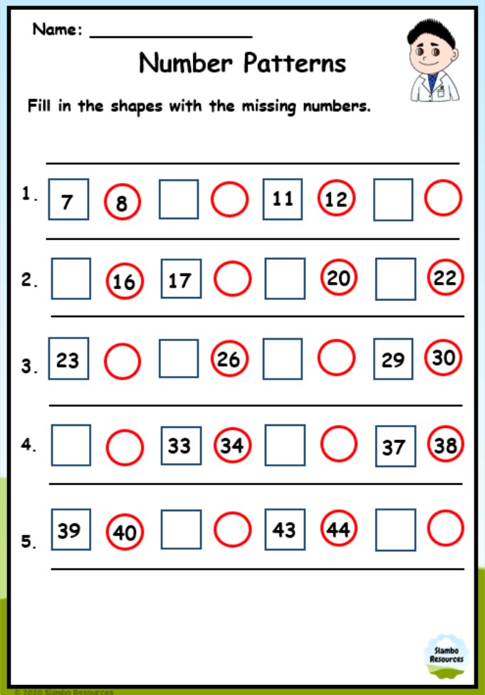 Printable Pattern Worksheets for Grade 2 Free