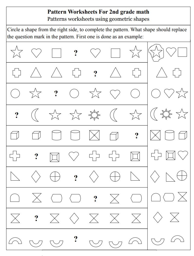 Printable Pattern Worksheets for Grade 2