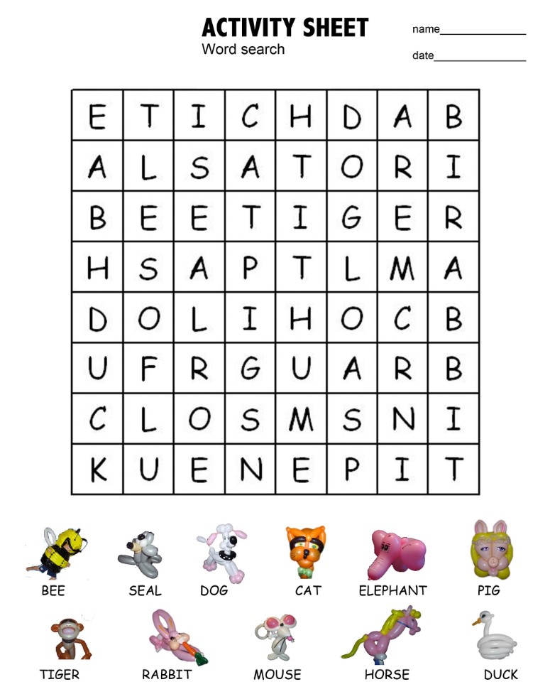 Printable Word Searches for Kids
