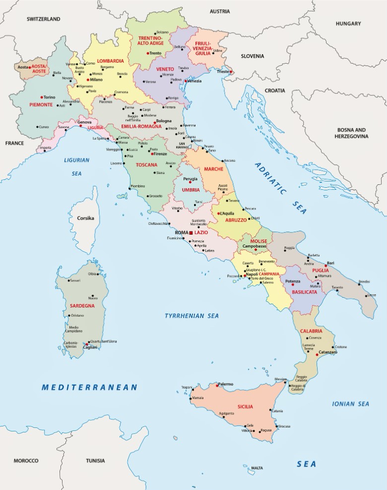 Free Printable Map of Italy