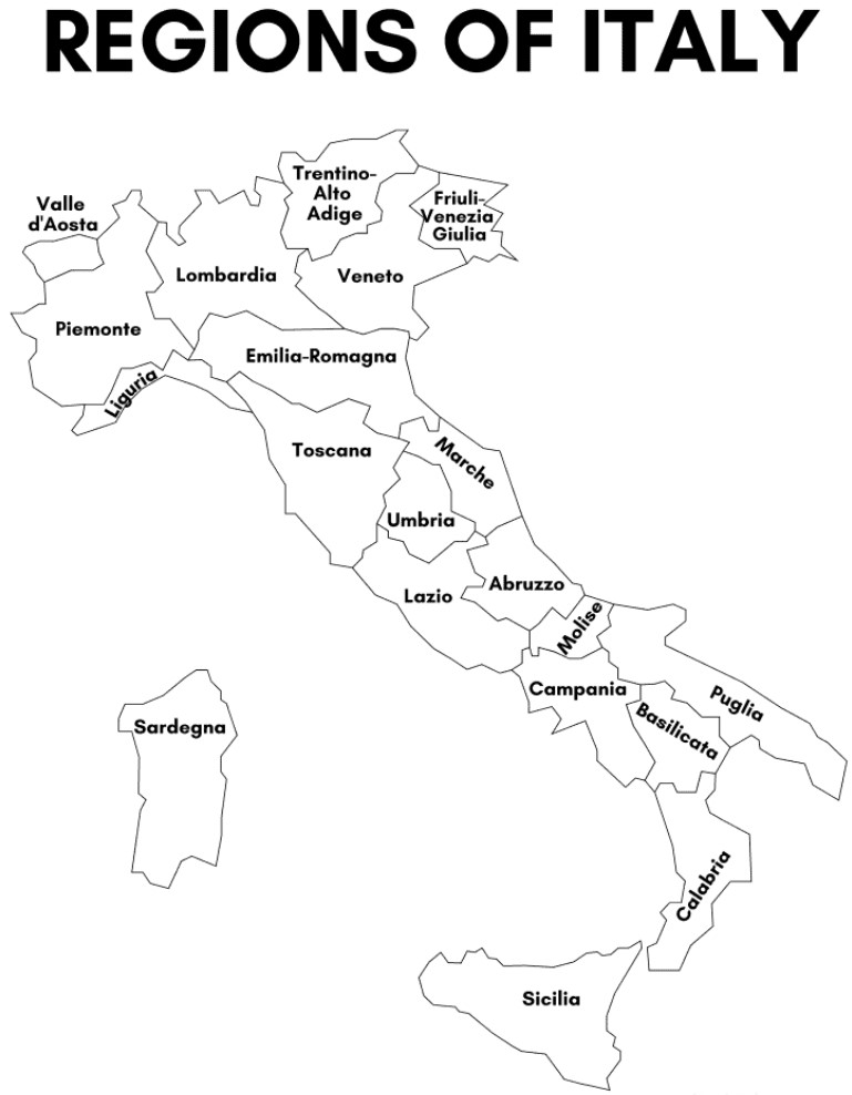 Printable Map of Italy Free
