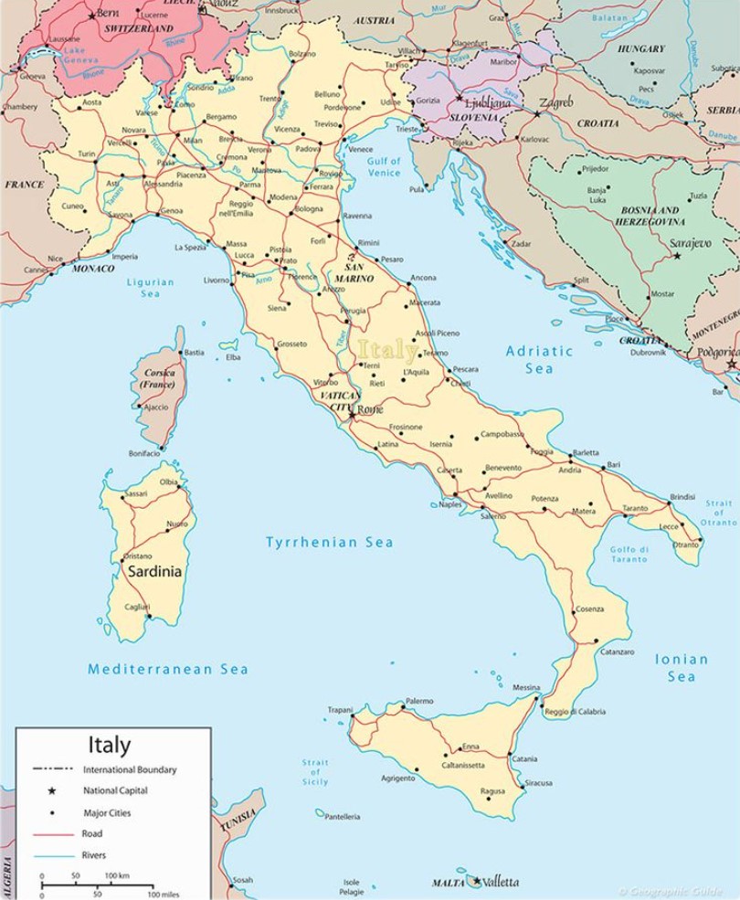 Printable Map of Italy