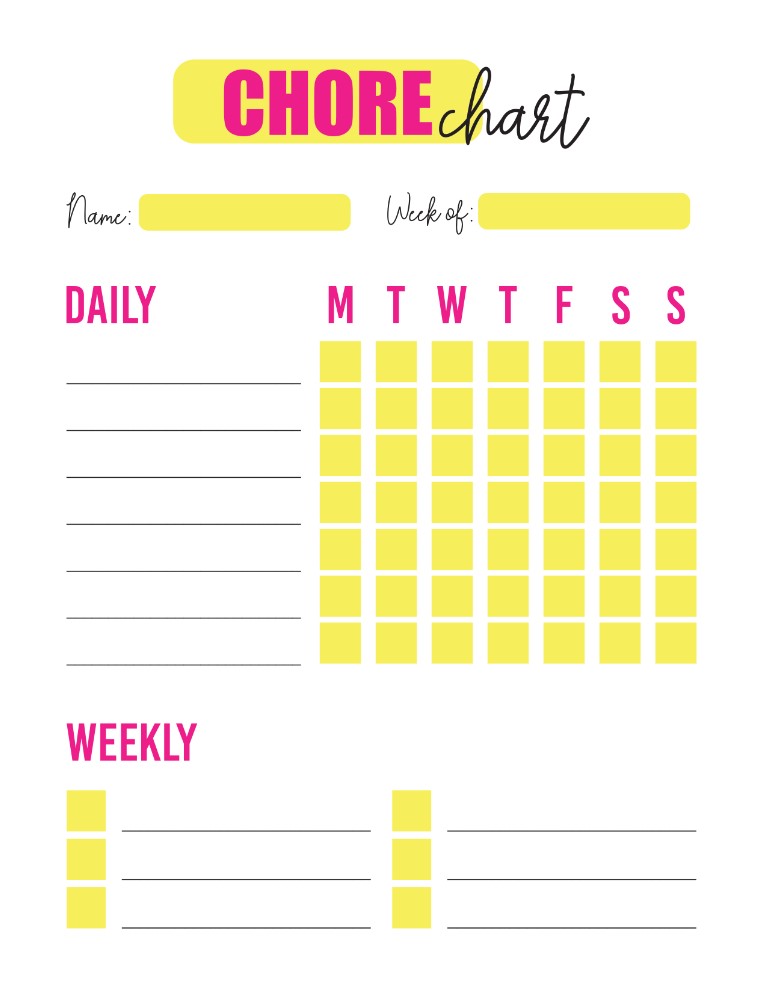 Free Printable Kids Chore Chart