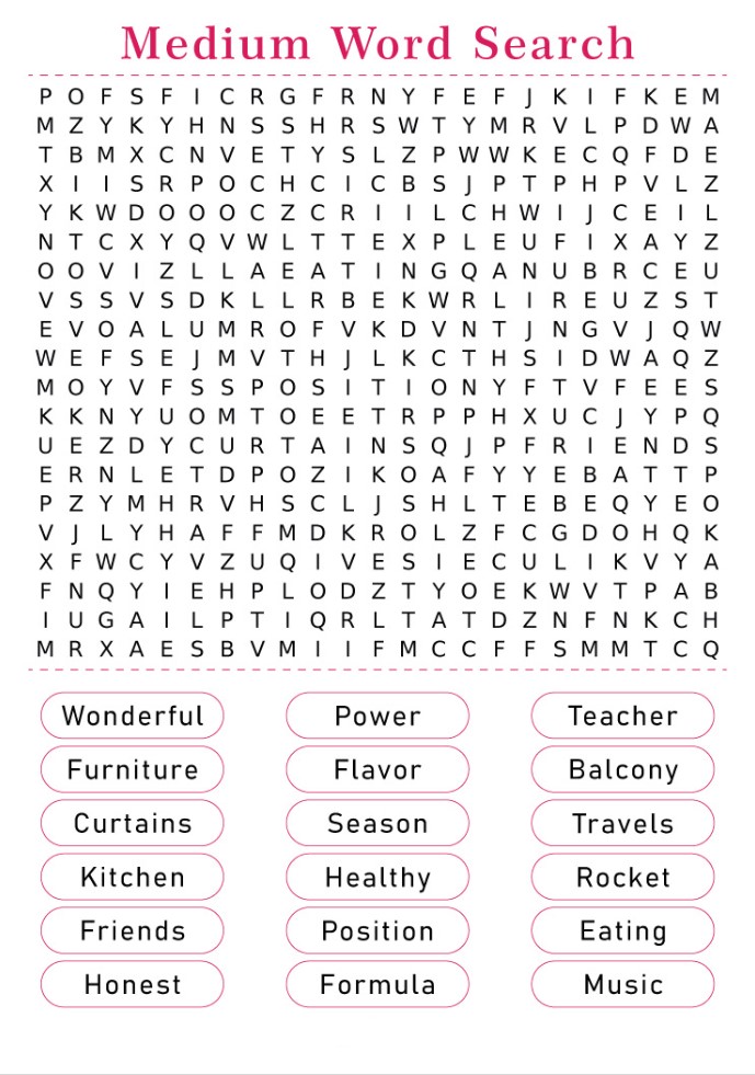 Free Printable Word Searches Hard