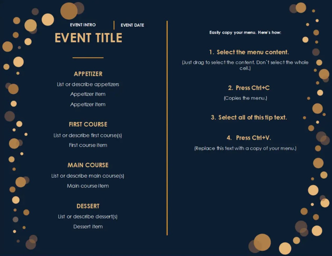 Menu Templates Free Printable Word