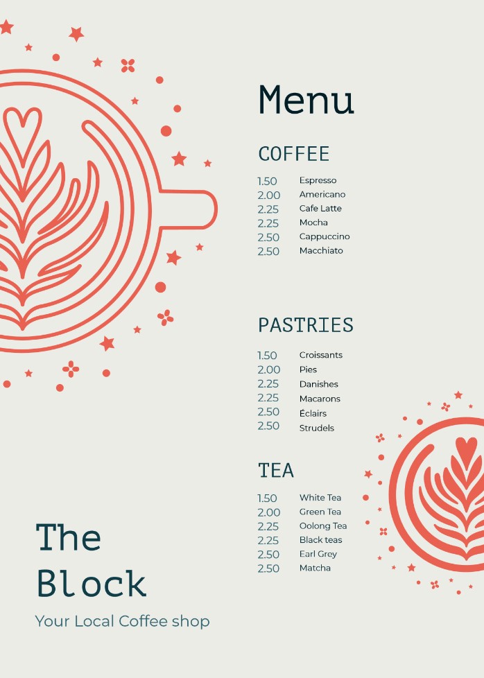 Menu Templates Free Word