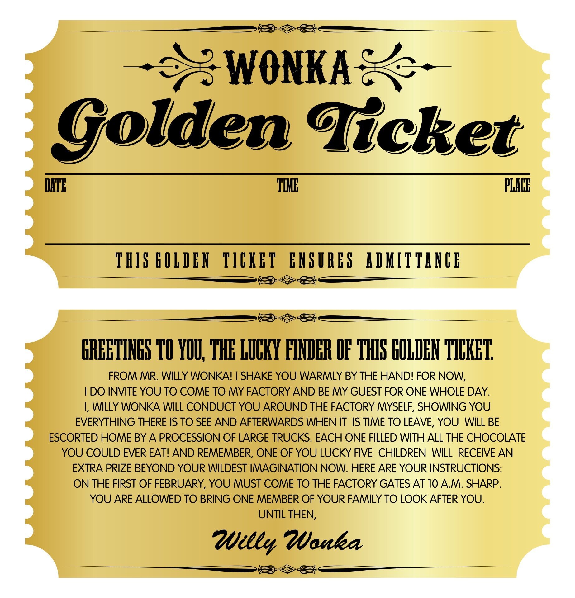 Golden Ticket Printable Template