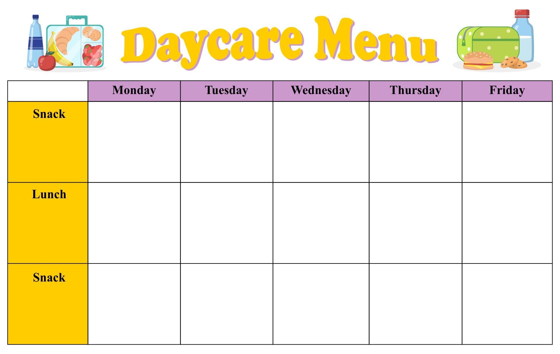 10 Best Free Printable Blank Menu For Day Care PDF For Free At Printablee Daycare Menu Templates Printable Free Menu Template