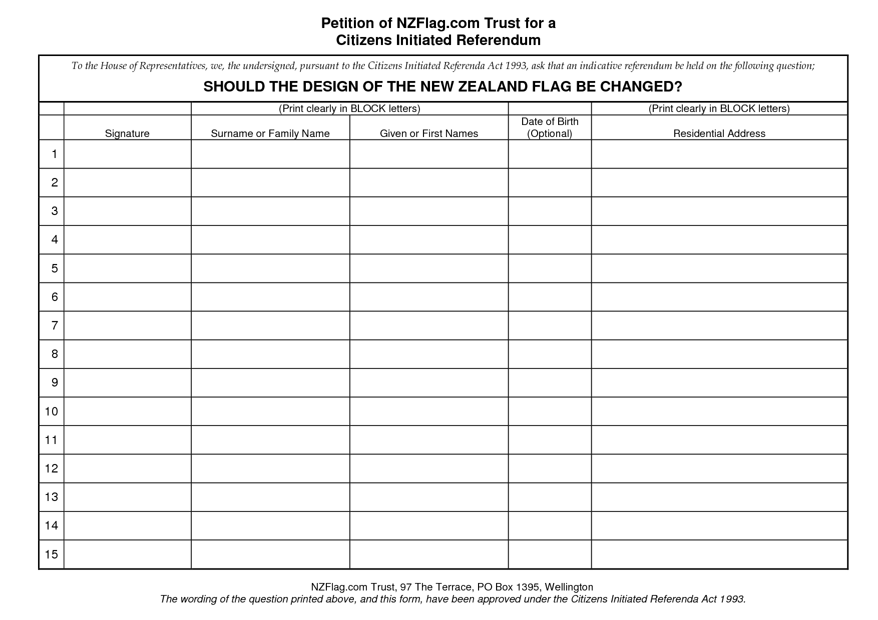 Printable Neighborhood Petition Template