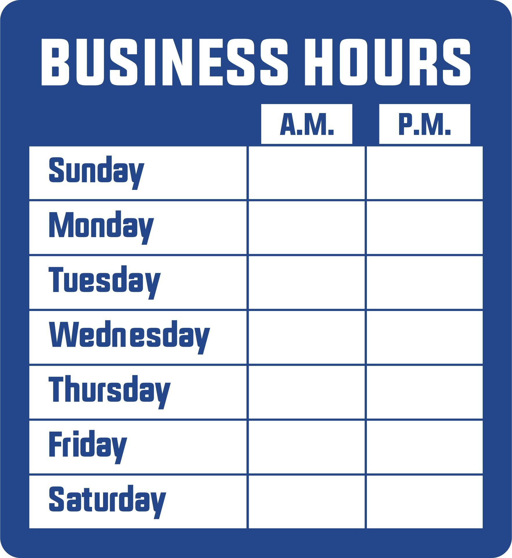 Printable Office Hours Sign Template