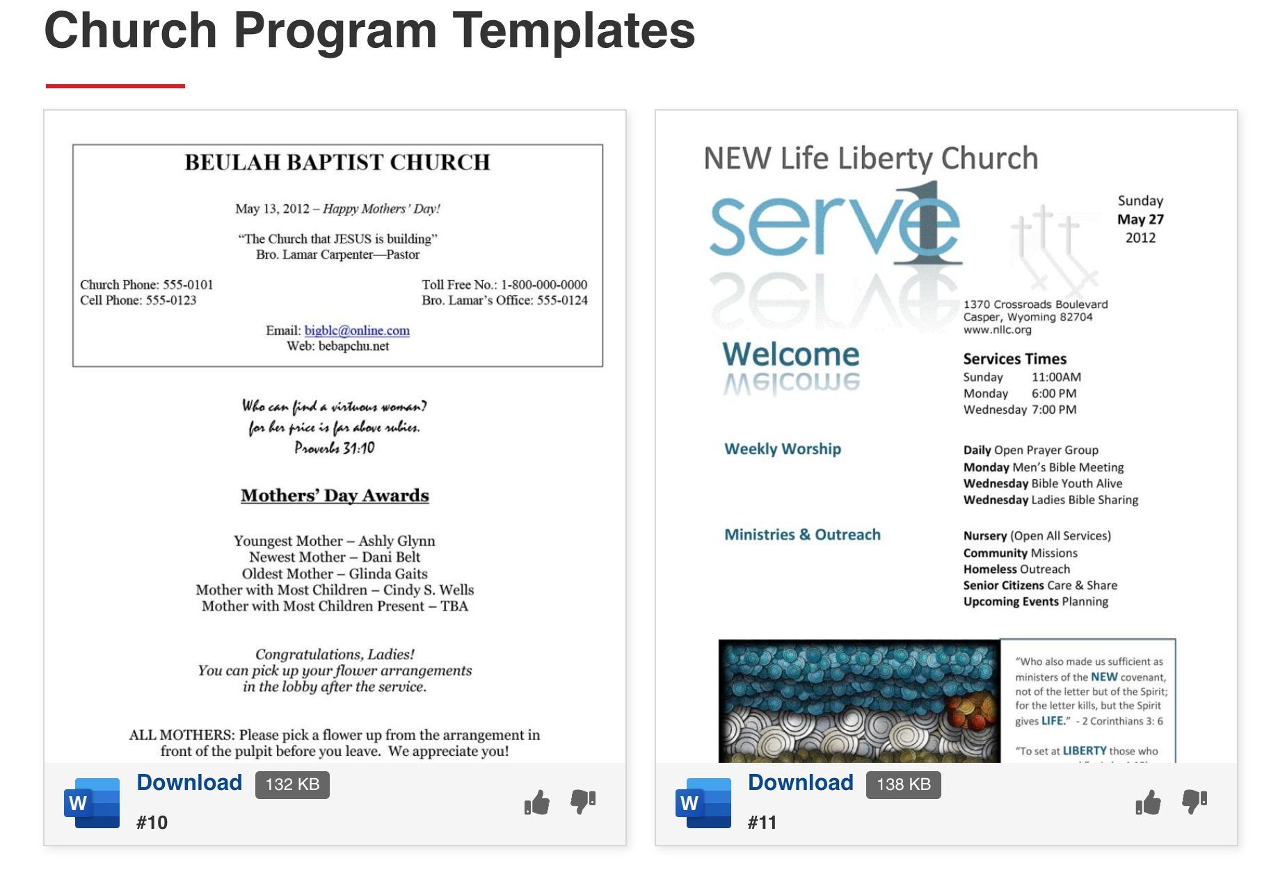Free Printable Church Bulletin Templates