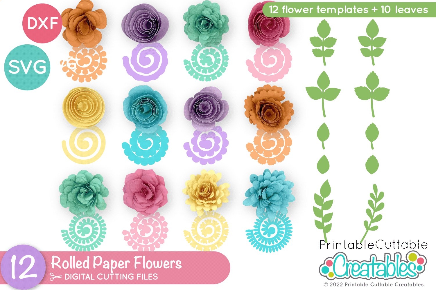 Printable Rolled Paper Flower Template