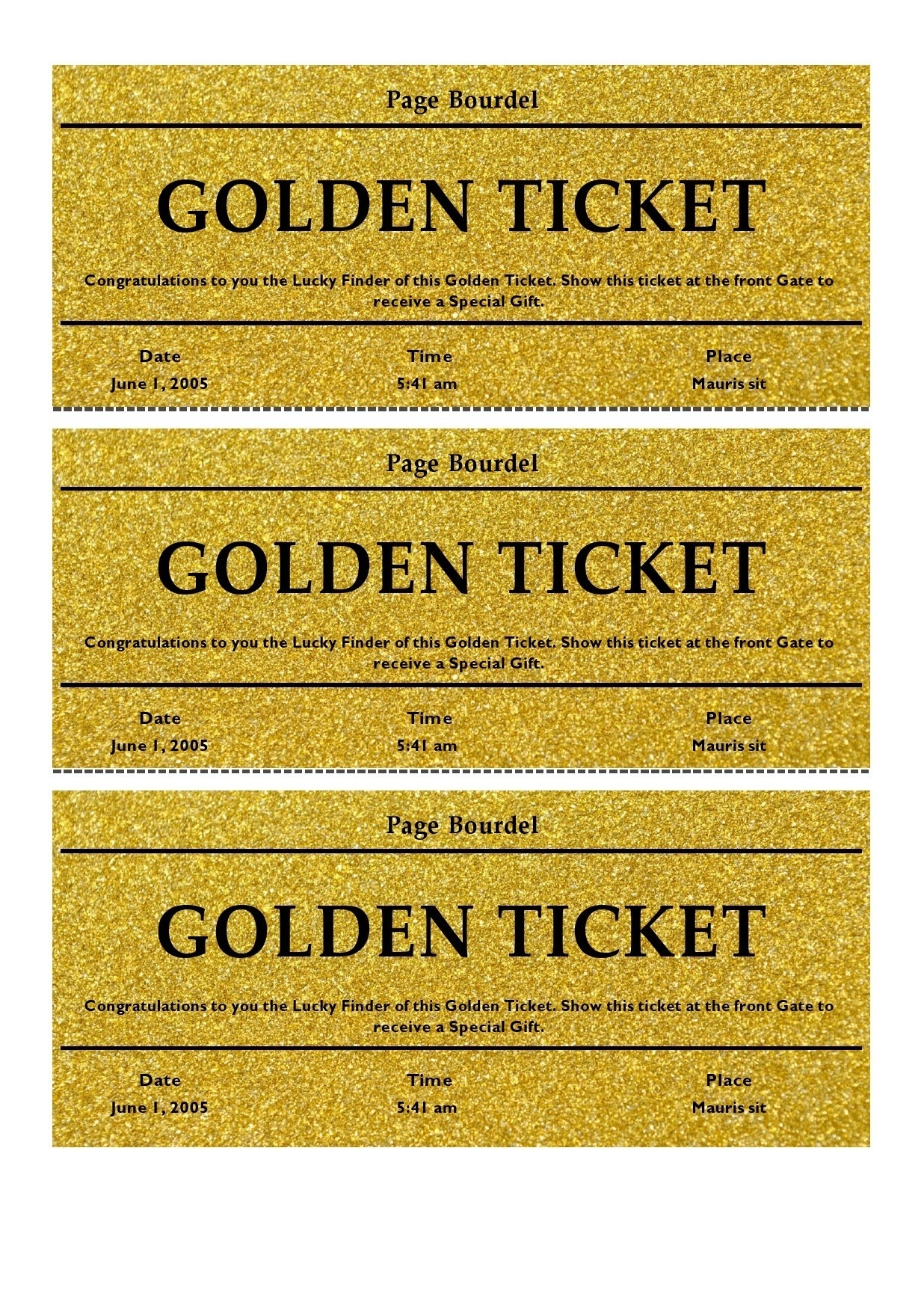 Printable Golden Ticket Template Black And White