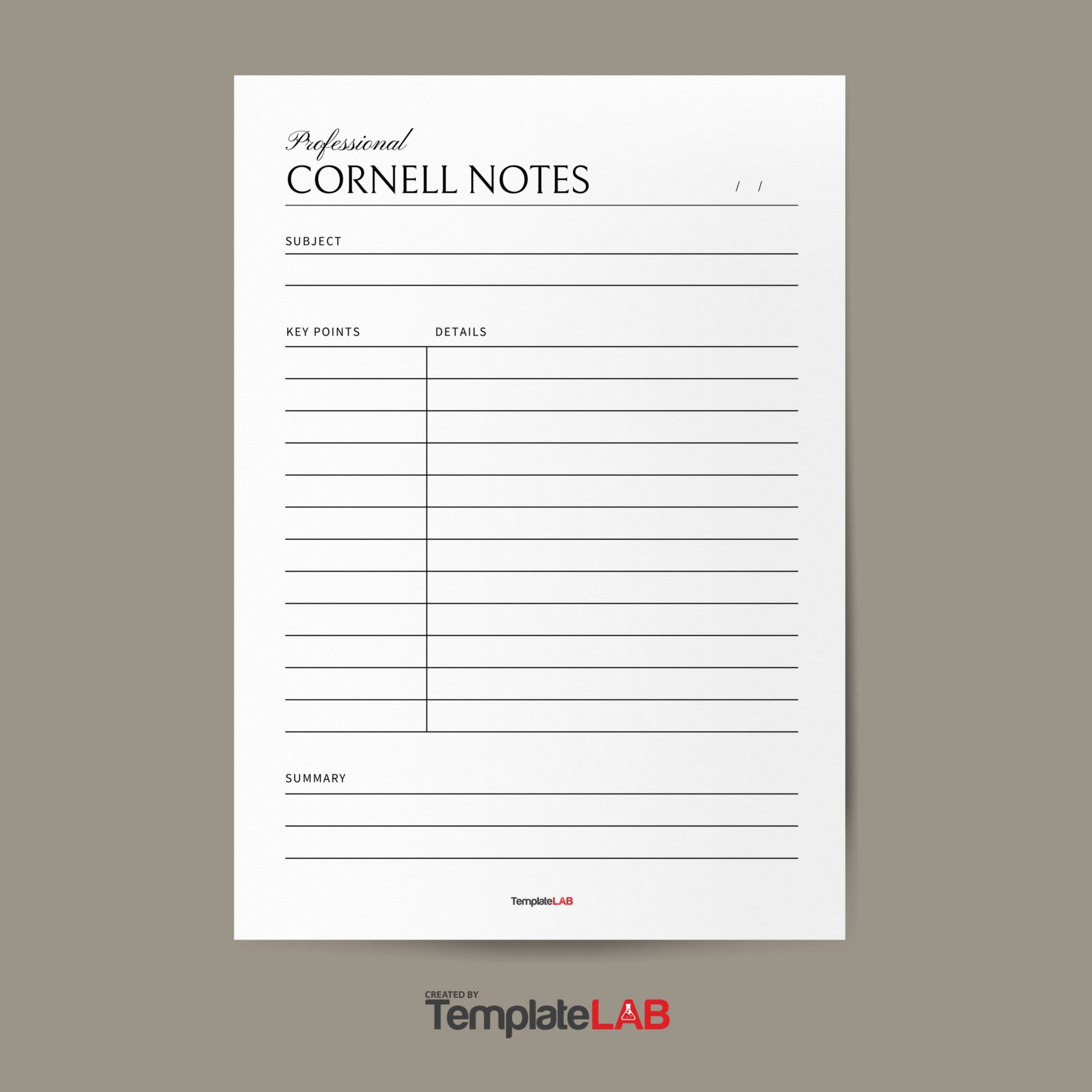 Printable Cornell Notes Template