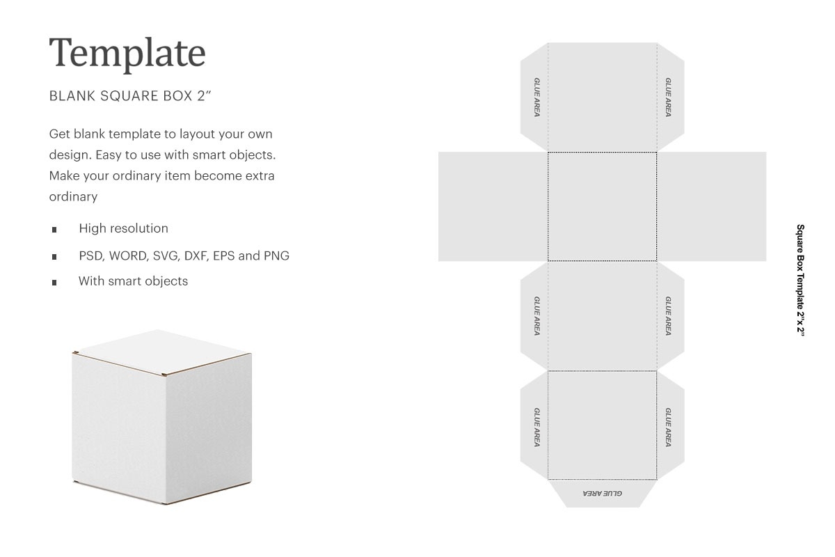 2 x 2 Square Gift Box Template Square Paper Box Template Silhouette Studio Cricut Silhouette Crella