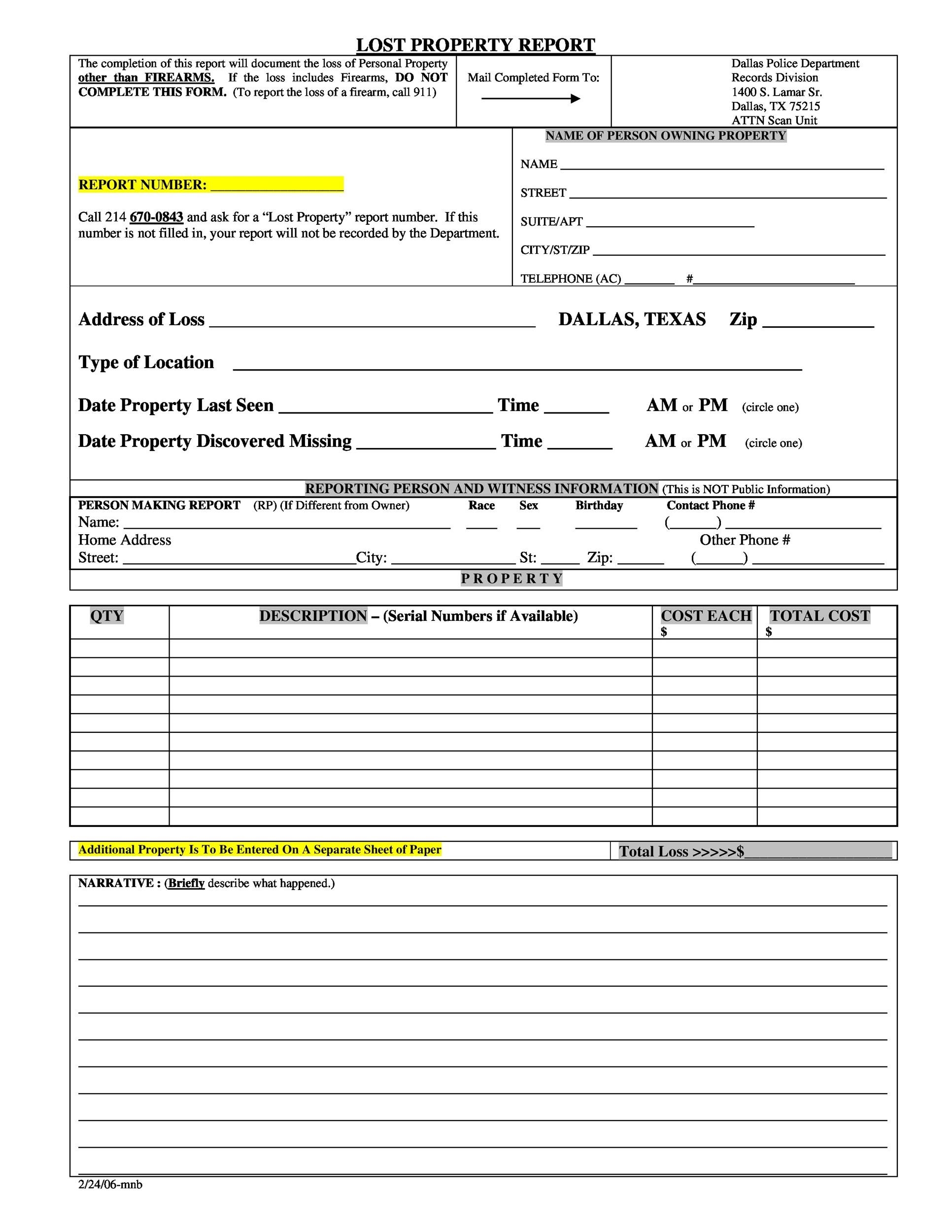 Fake Printable Blank Police Report Template