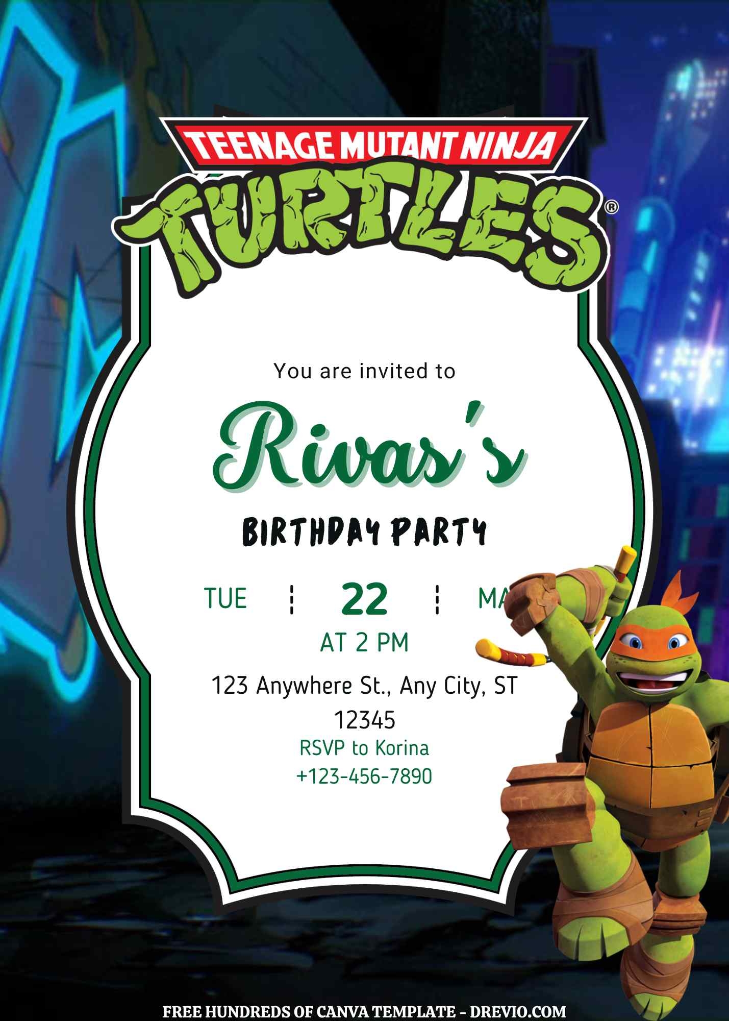 Free Printable Ninja Turtle Invitation Templates