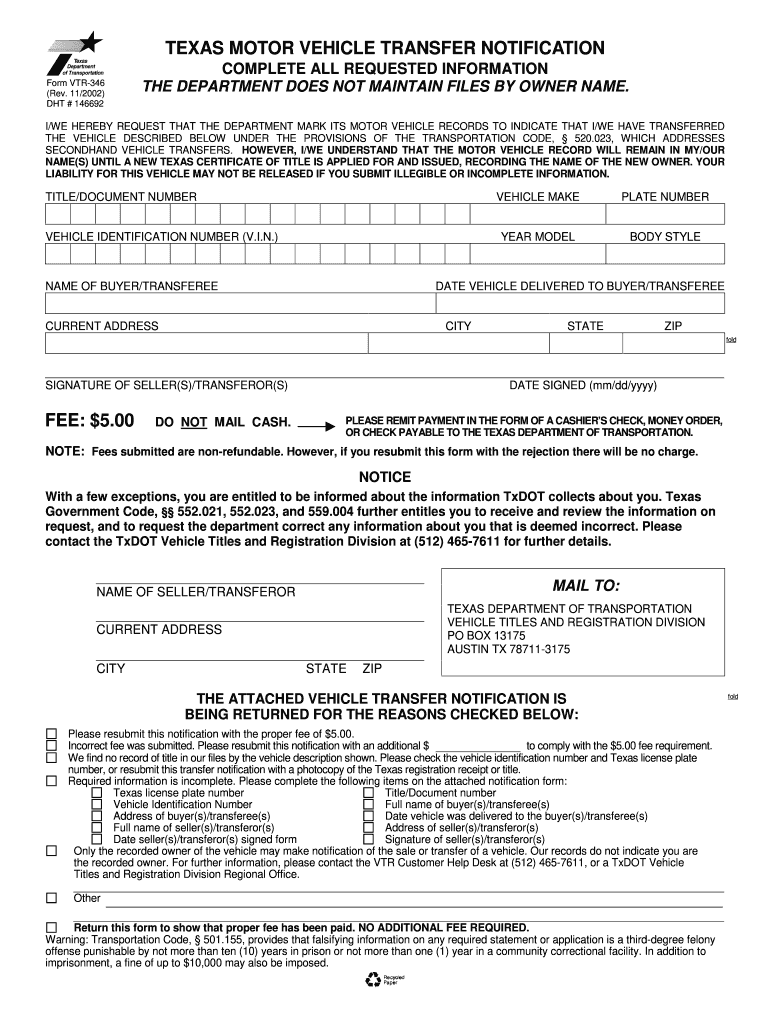 Printable Blank Car Title Template Texas