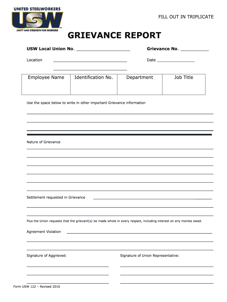 Printable Grievance Form Template