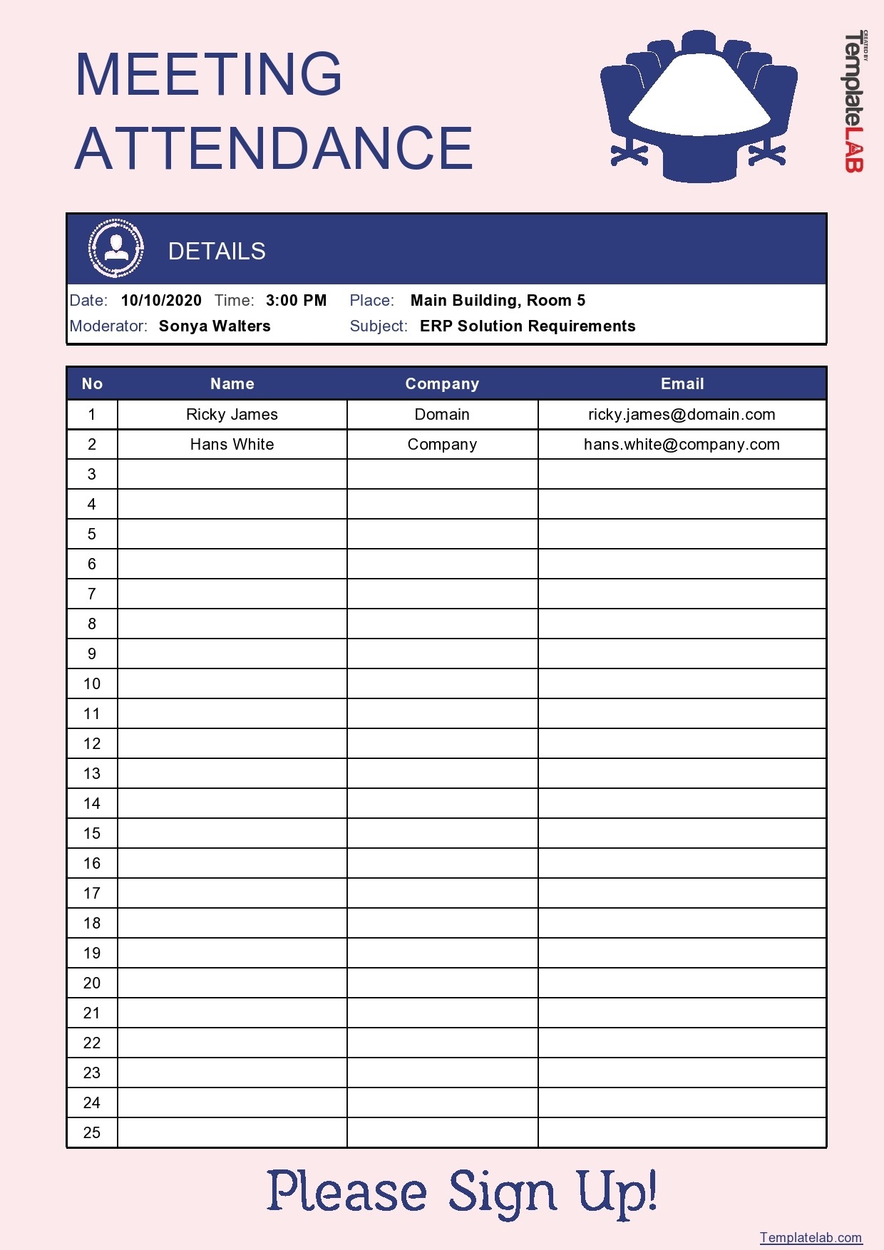 Printable Attendance Sheet Template