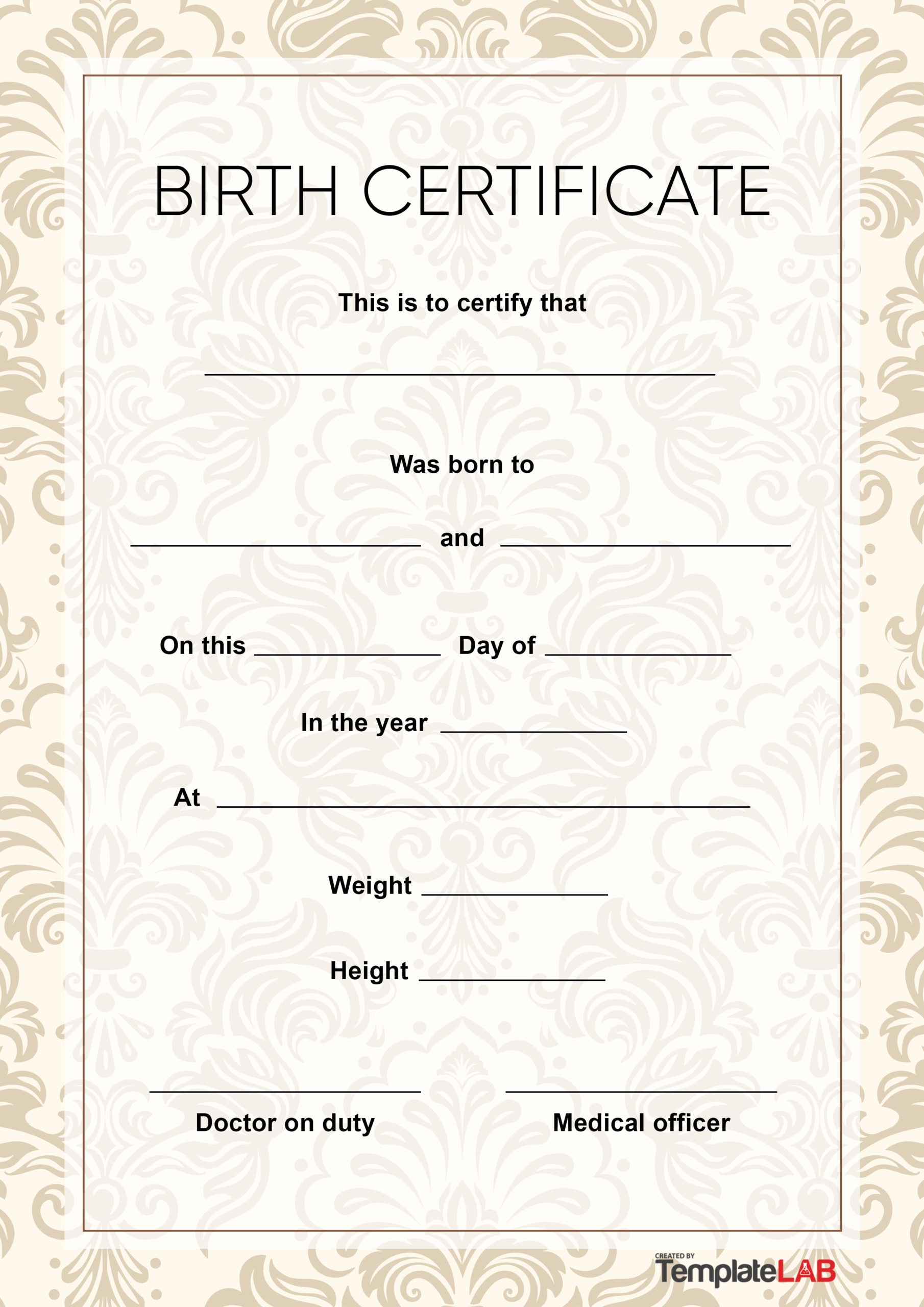 Printable Birth Certificate Template