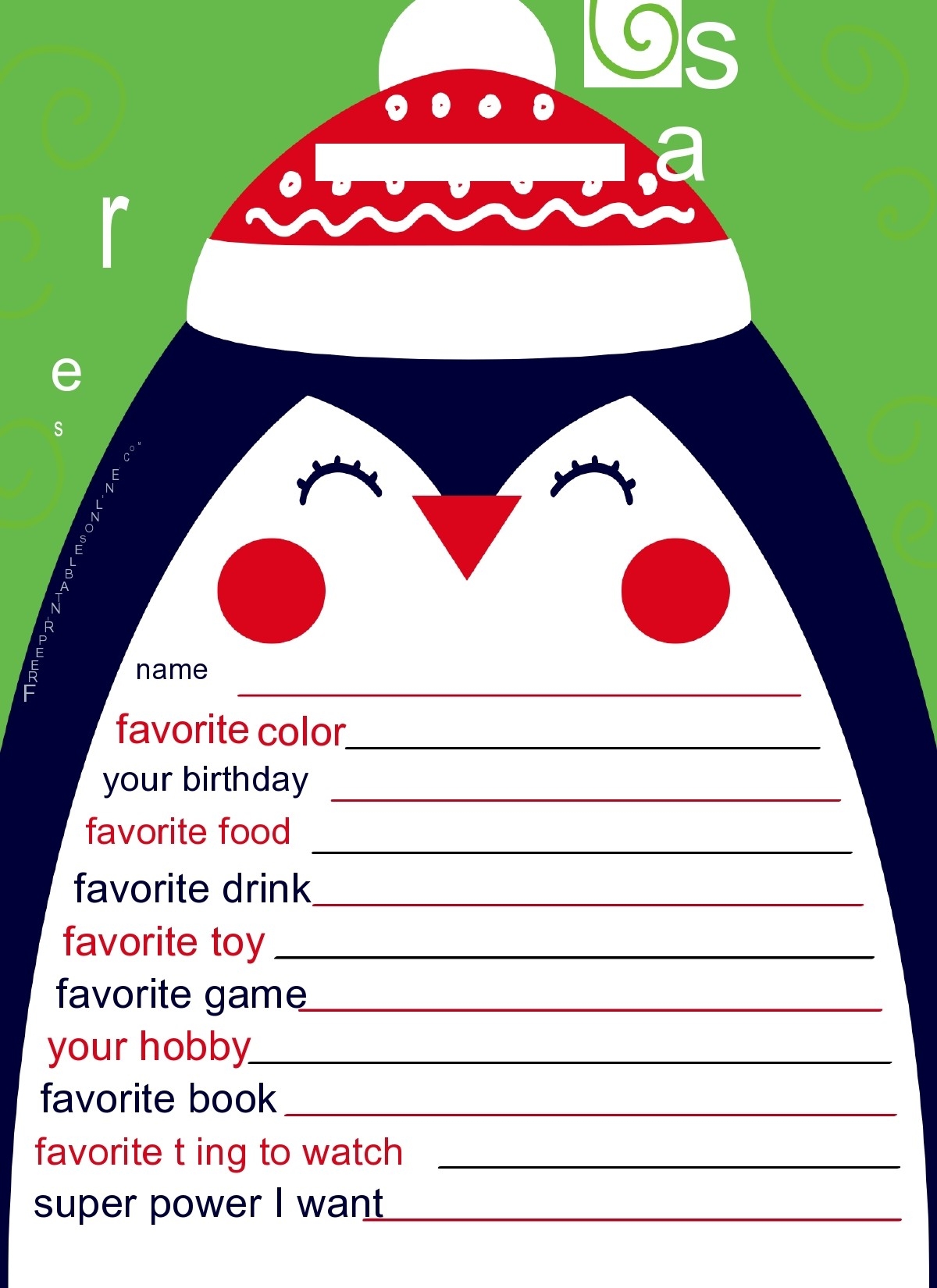 Printable Secret Santa Template