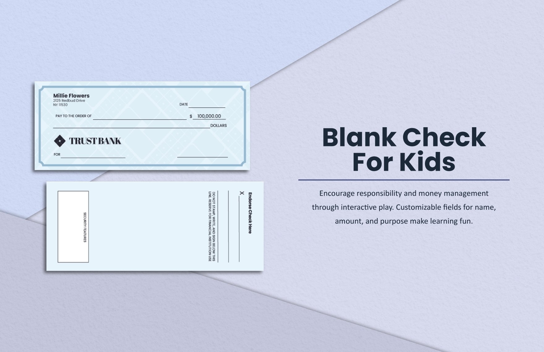 Printable Back Of Check Template