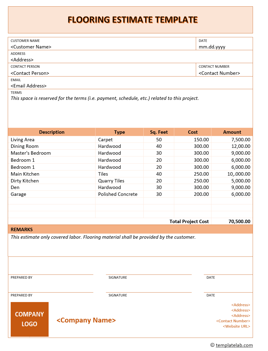 28 Free Estimate Template Forms Construction Repair Cleaning 