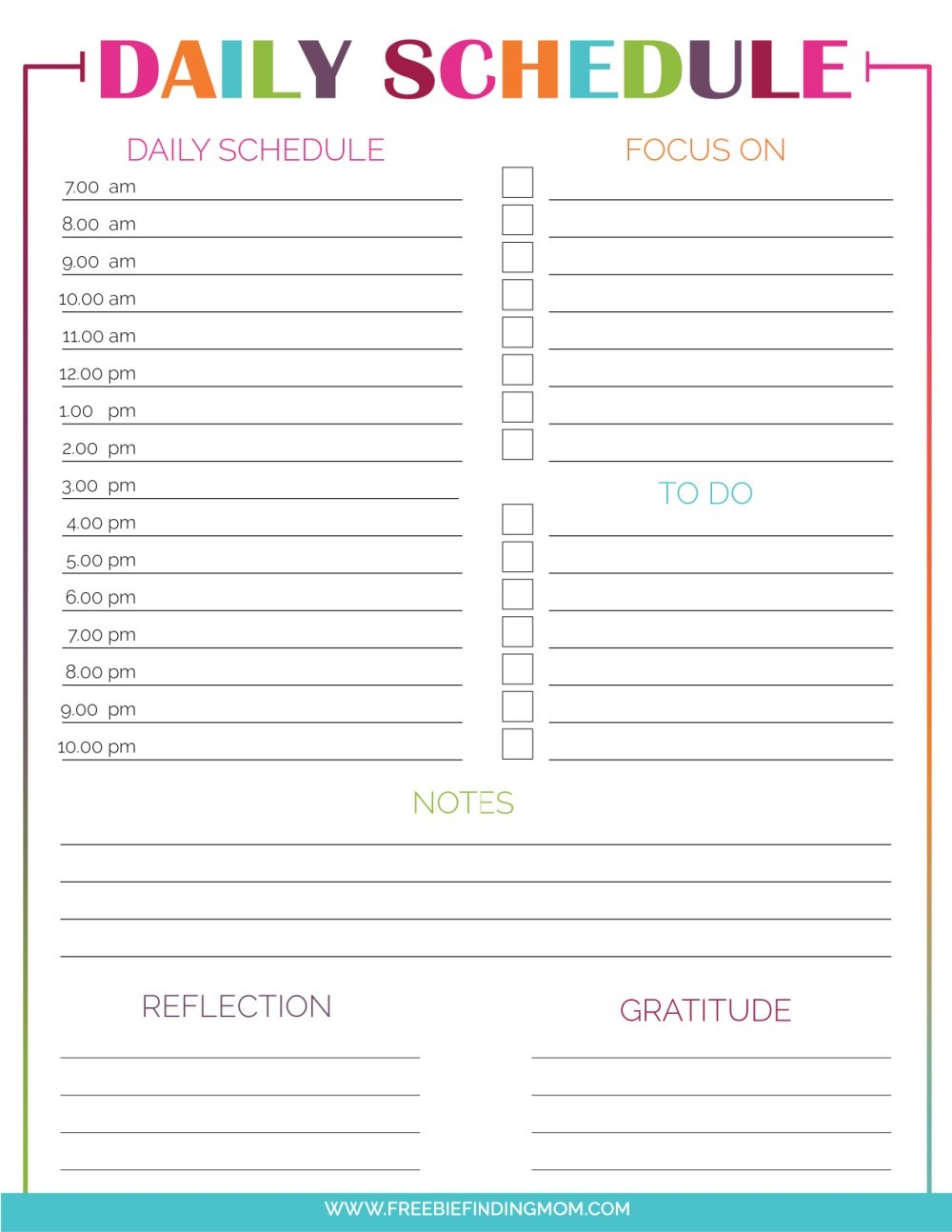 Hourly Planner Template Printable