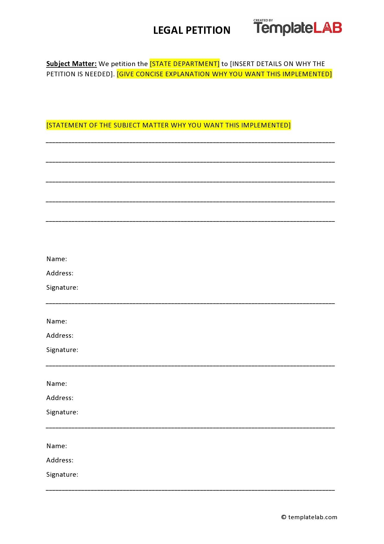 Free Printable Petition Template