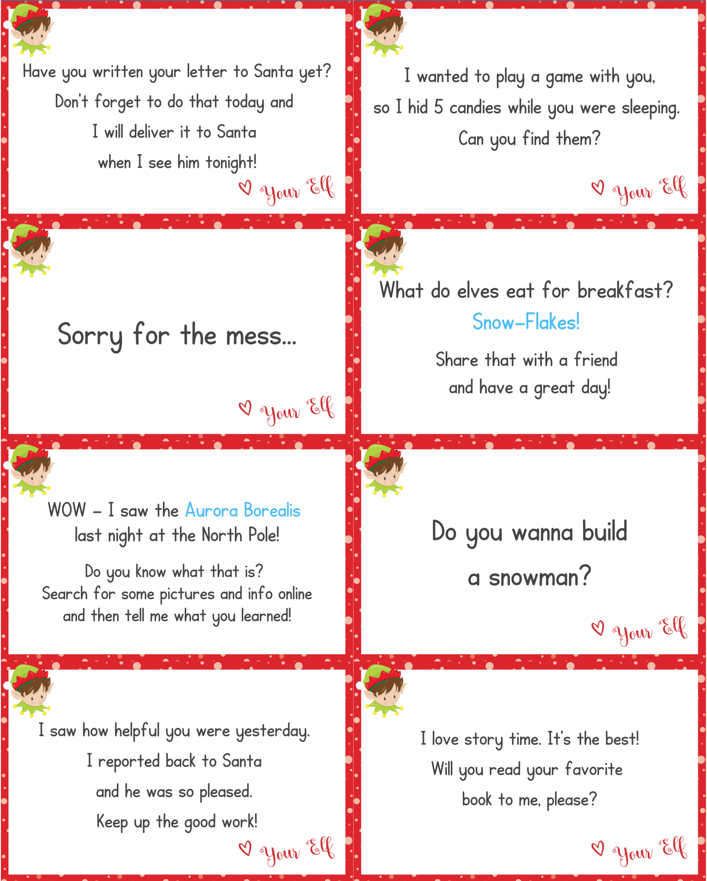Elf On The Shelf Template Printable