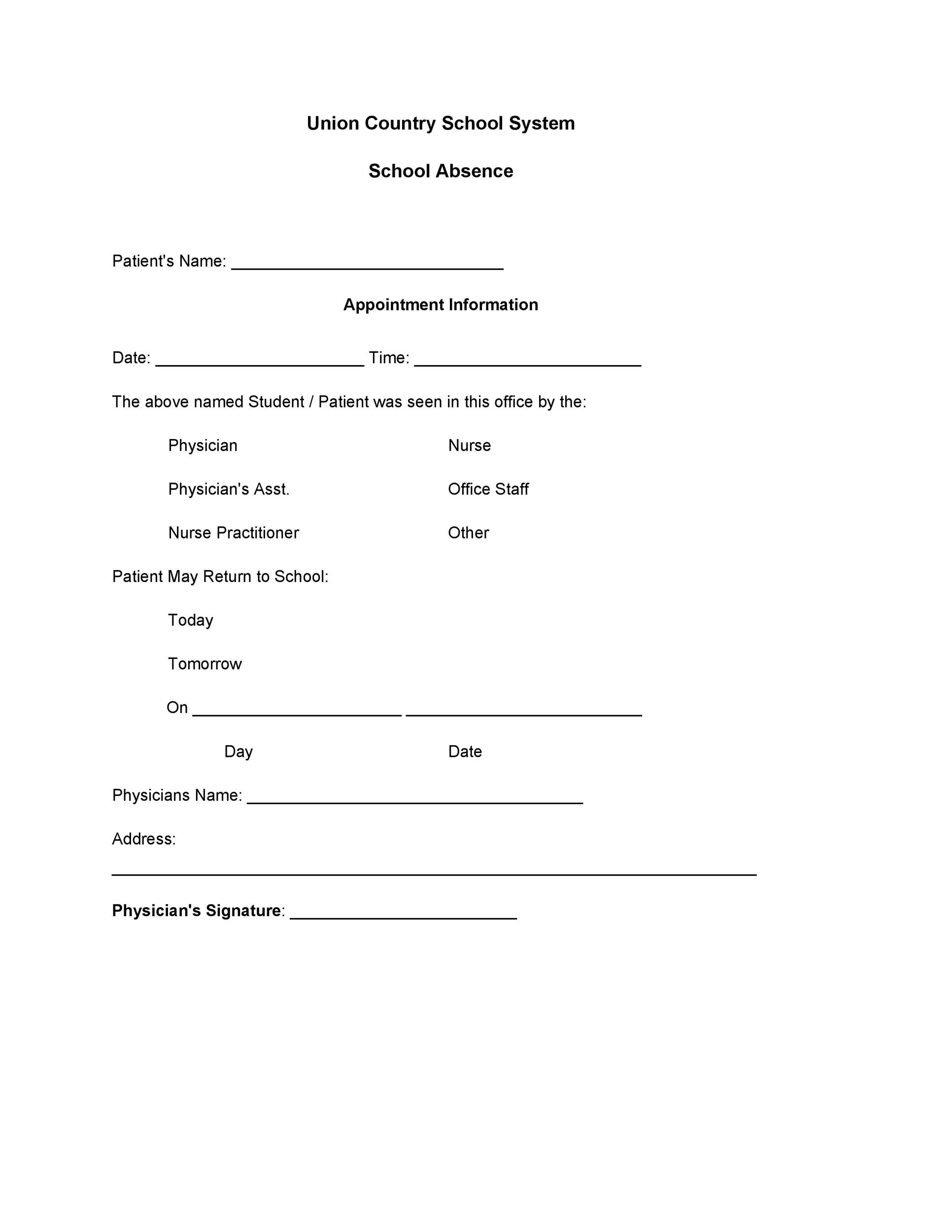 Printable Urgent Care Doctors Note Template