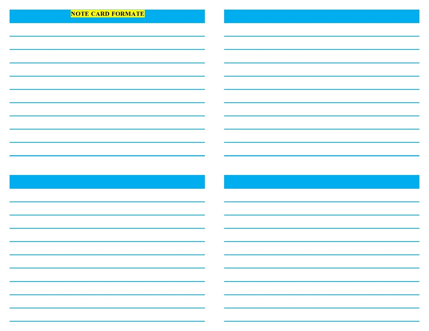 Printable Note Cards Template