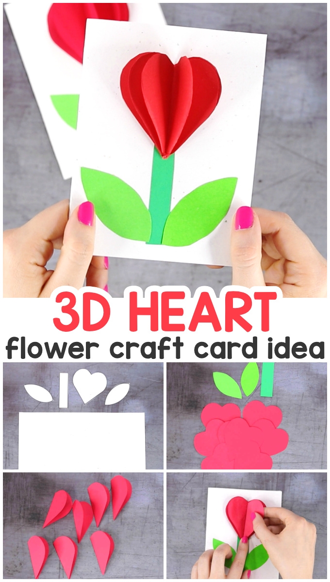 Printable Paper Heart Flower Craft Template