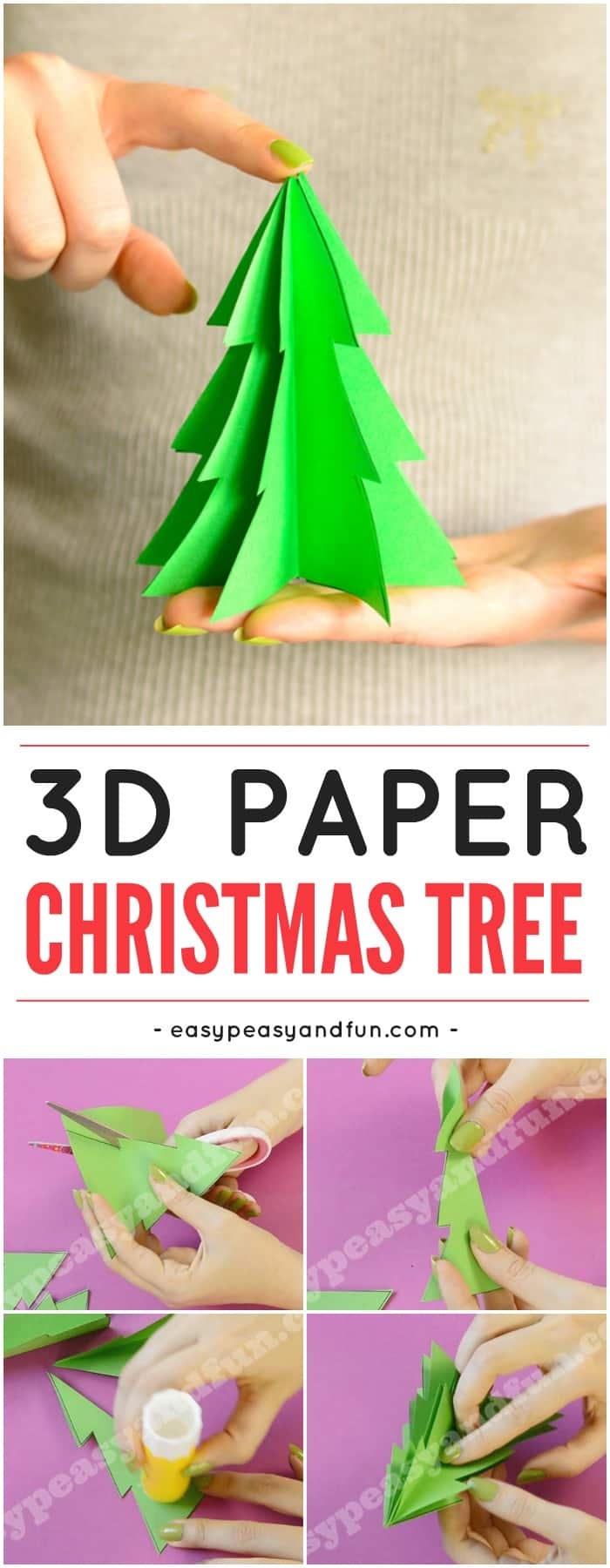 3D Paper Christmas Tree Template Easy Peasy And Fun