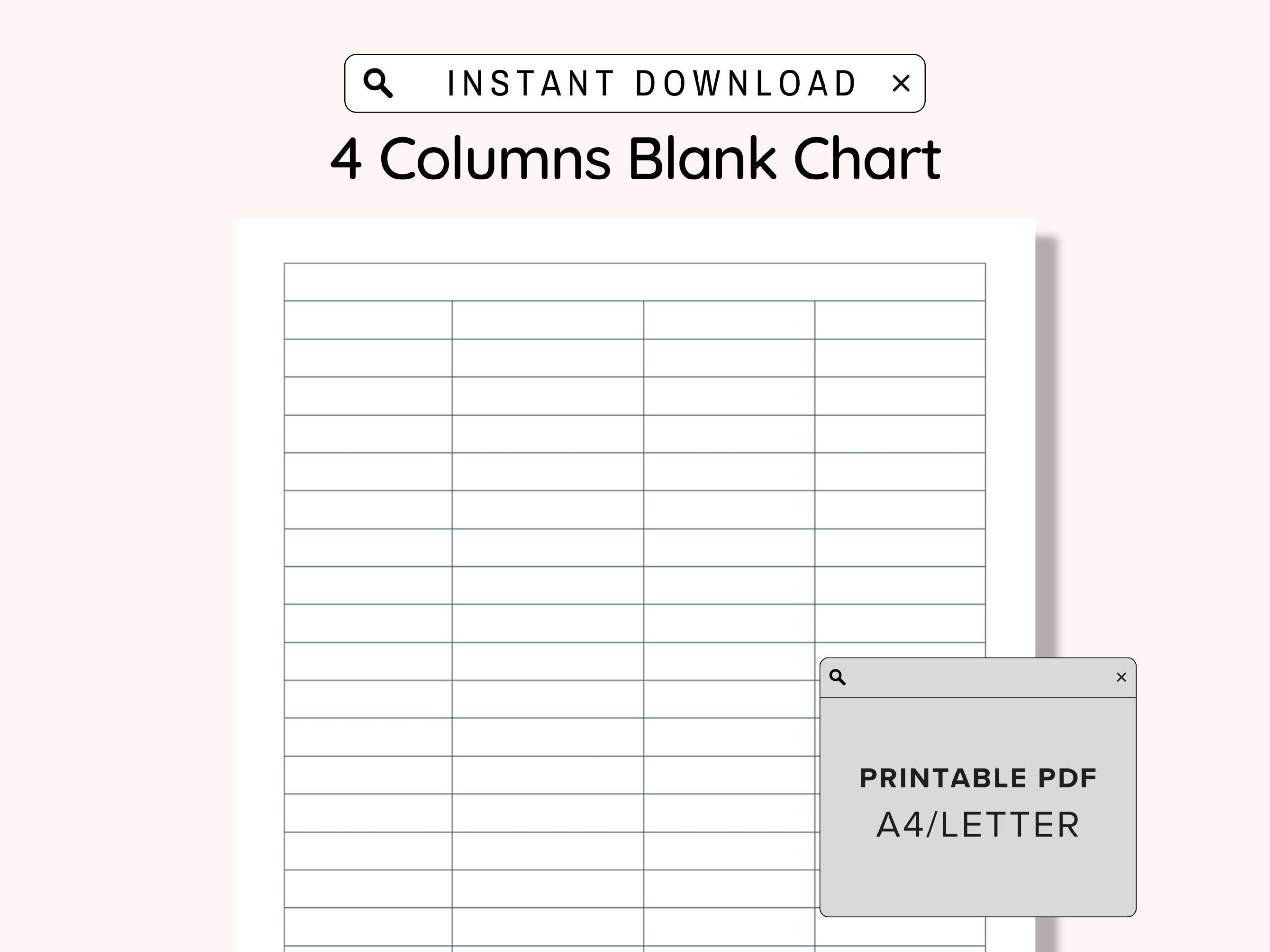 Printable 4 Column Chart Template